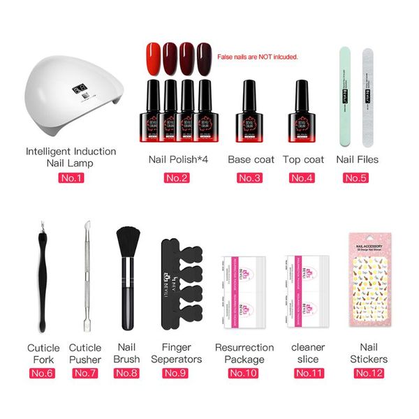 

nail art tool set gel nail polish kit and dryer manicure tools file lamp polish base coat set