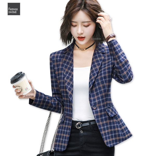 

blazer и комфортное высокое качество плед куртка с pocket office casual single button lady style женщины носят одну кнопку, пальто, White;black