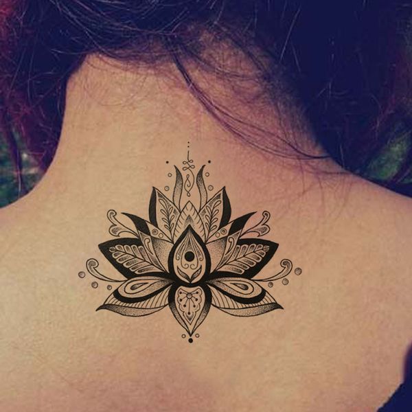 Acheter Lotus Fleurs Grand Autocollant De Tatouage Temporaire étanche Femmes Filles Dos épaule Poitrine Faux Tatouages 11x15cm De 312 Du Funnail