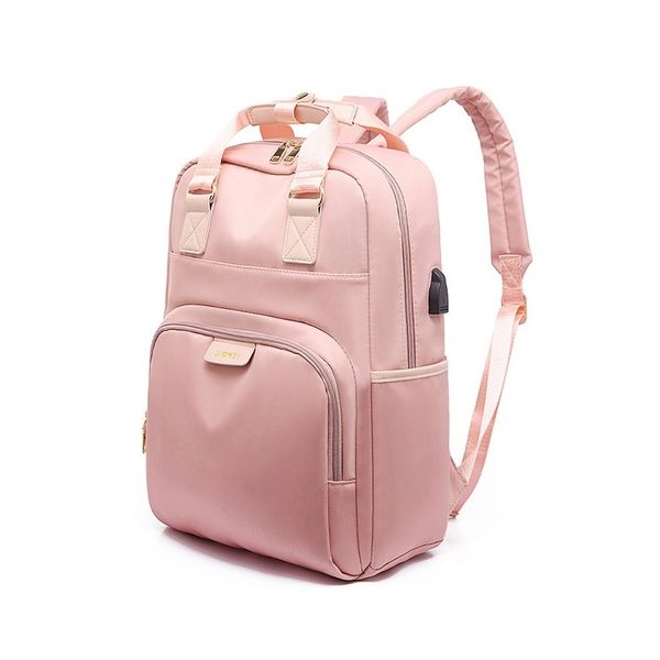 

waterproof pink lapbackpack female fashion girls backpack 13-15.6 inch women men oxford cloth black pink