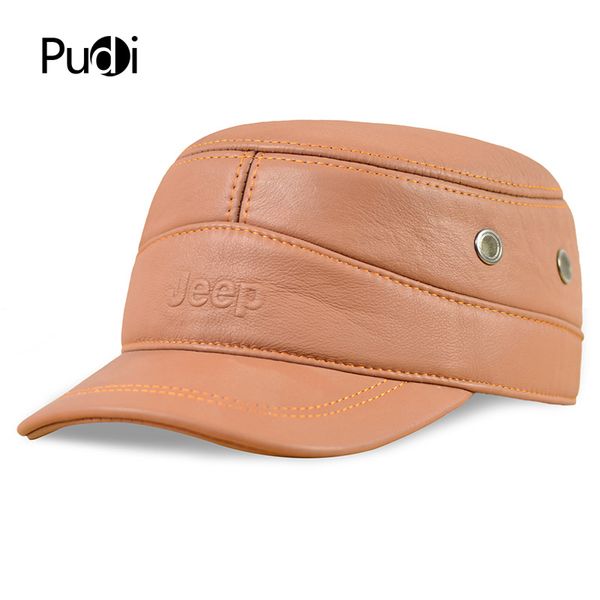 

pudi hl024 spring new men's leisure cap of leather hat is comfortable and adjustable, Blue;gray