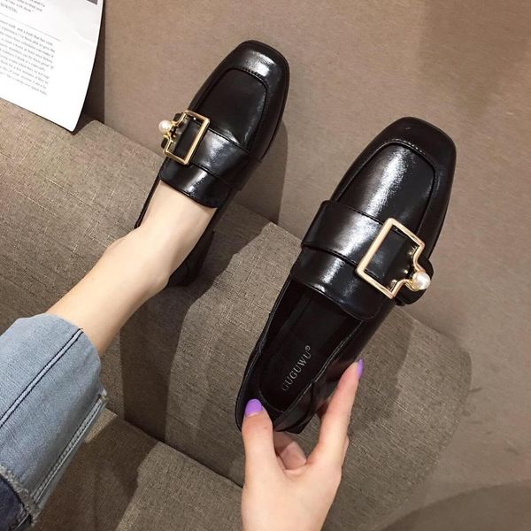

retro woman shoes all-match casual female sneakers oxfords women's autumn modis shallow mouth british style loafers ladies new, Black