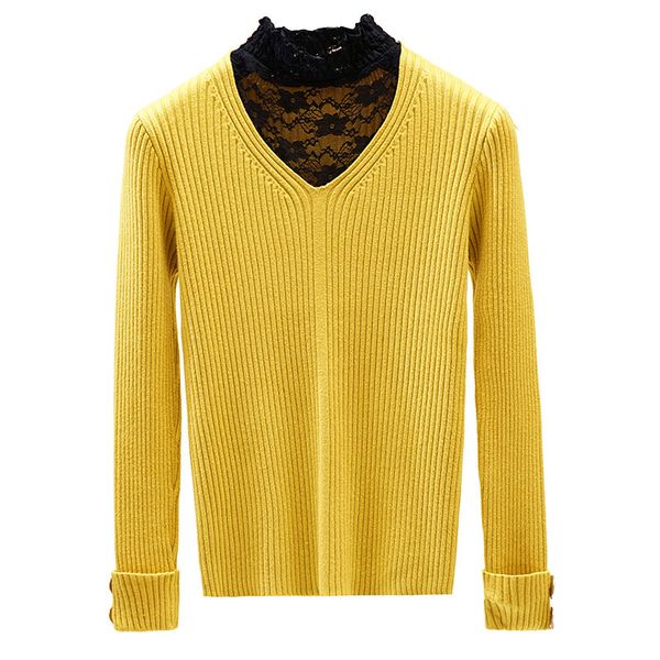

women's sweaters hlbcbg autumn winter thick fur sweater pullover women 2021 o-neck lace oversize female loose long sleeve top, White;black