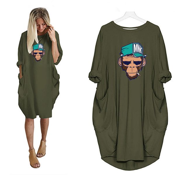 

2020 new arrival womens cute dresses fashion streetwear t shirt dress for ss casual beach dresses with pockets size s-5xl 6 colors, Black;gray