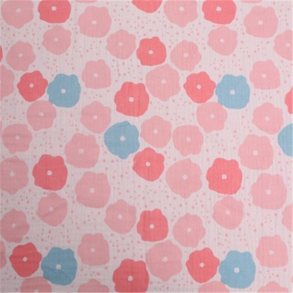 

cotton double-layer crepe plant printing cotton fabric home service scarf baby saliva towel blanket gauze woven fabric, Black;white