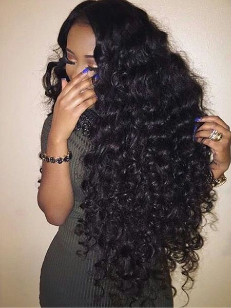 

pre plucked 8-30 inch deep wave lace front wig with baby hair natural color can be dyed unprocessed human hair fdshine hair, Black;brown