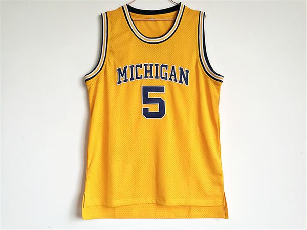 

ncaa michigan state spartans college #5 jalen rose basketball jerseys - yellow, Black
