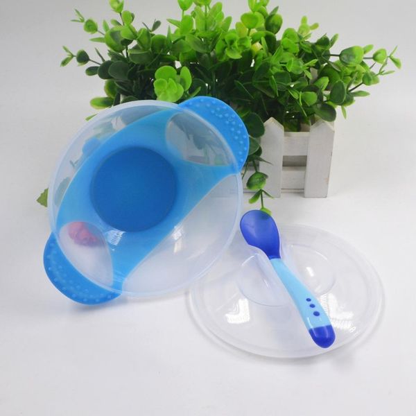 

temperature sensing bean child tableware spoon food to use learning dishes service plate tray suction cup baby dinnerware