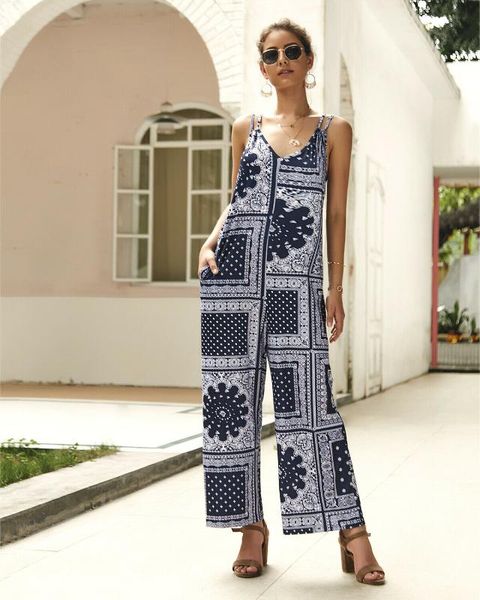 

new printed jumpsuit women zx03, Black;white