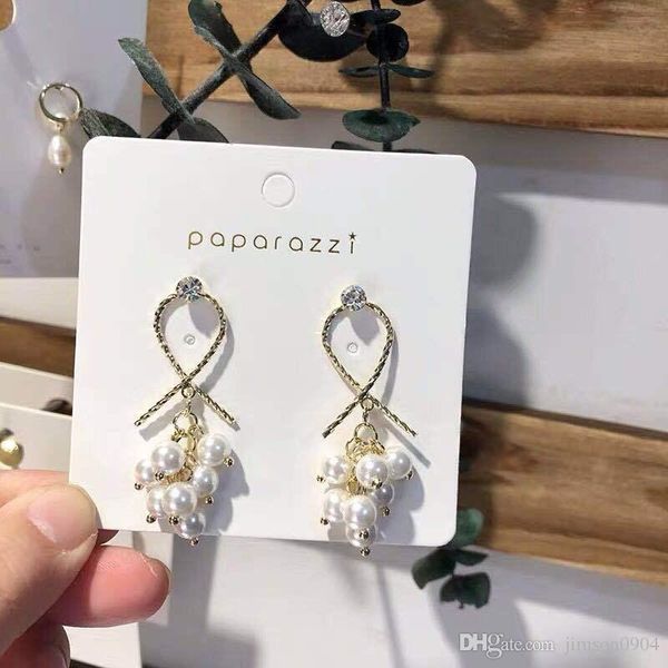 

2020 fashion jewelry 925 sterling silver luxury designer jewelry women earrings designer earings pearl tassel earings back r0057, White