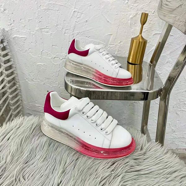 

2020 new season mens casual shoes clear sole trainers red yellow pink transparent crystal bottom flats men women sneakers, Black