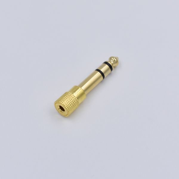 

50pcs/lot jack 6.35mm male plug to 3.5mm female connector headphone amplifier audio adapter microphone aux 6.3 3.5 mm converter