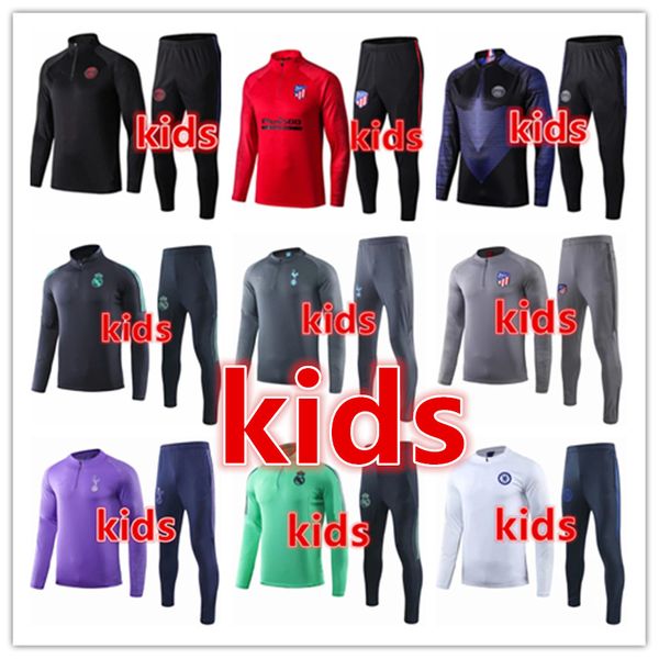 

survÃªtement de football 2019 2020 new real madrid kids soccer tracksuit jogging kits 19 20 football tracksuits training suit chandal futbol, Black