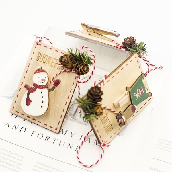 

1pc xmas pendant christmas painted wooden clip tag creative christmas tree decoration pendant ornaments