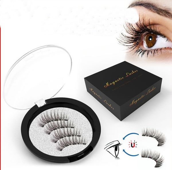 

4pcs/set handmade 3d double magnetic eyelashes on magnets natural no-glue fake eye lashes magnet false eyelash extensi dhl ing