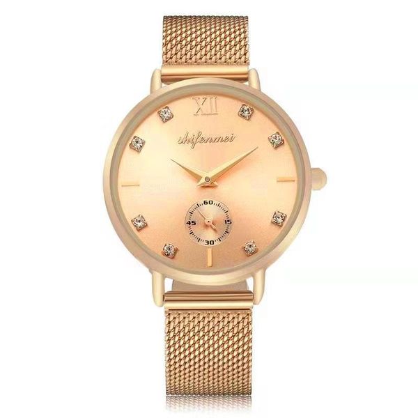 

quartz watch woman's shifenmei female stainless steel mesh waterproof ladies wrist watch clock girl for gift, Slivery;brown