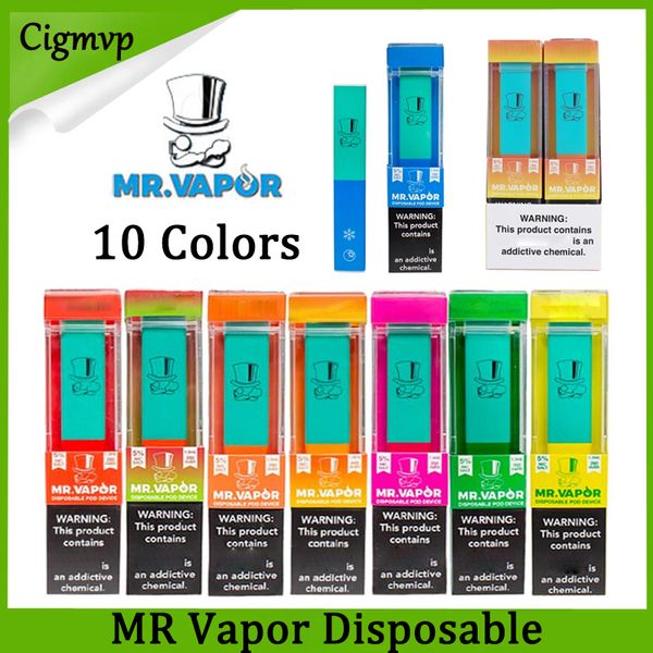 

MR VAPOR Одноразовая Vape Device Pod Starter Kit 280mAh Аккумулятор 1,3 мл картридж 400+ пуфы Vape Пустой Pen PK HYDE BIDI PUFF GLOW