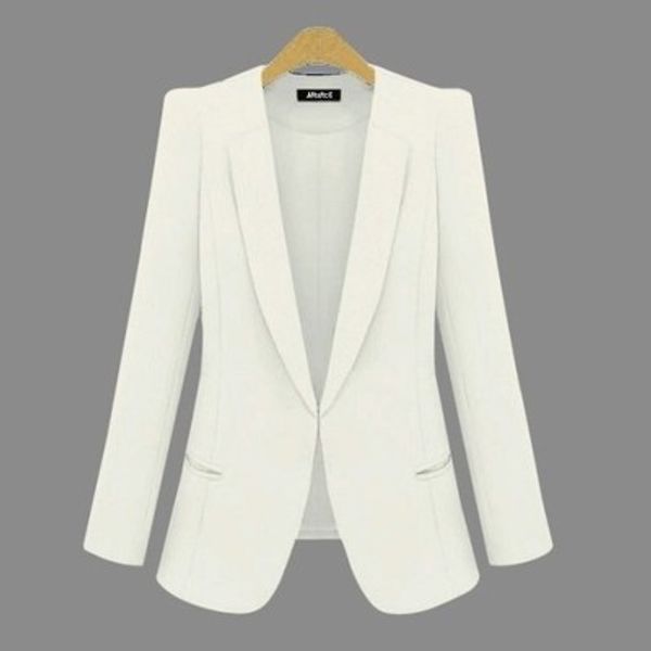 

2020 casacos femininos new basic jackets blazer slim coat candy color blazers suits for women cardigan casaco, White;black