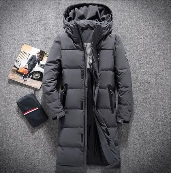 

men's winter leisure fashion new boutique slim personality trend business korean version of outdoor hooded thickened warm down coat 45, Black