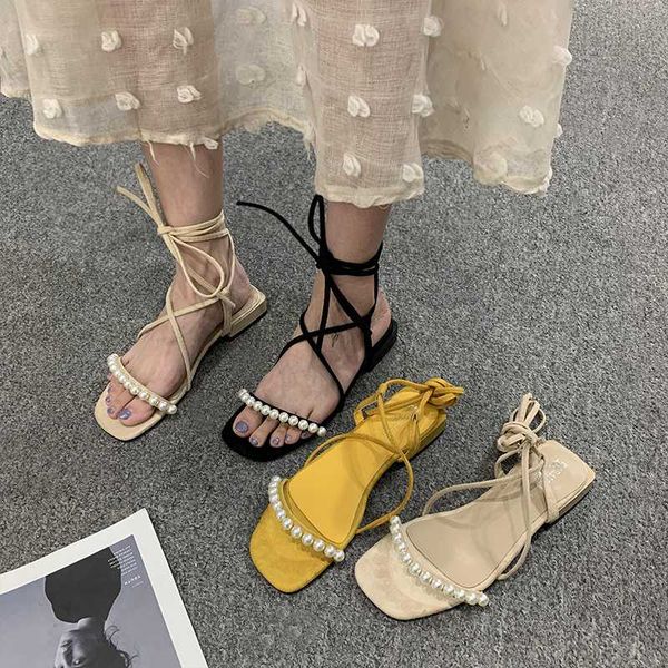 

низкий сандалии женщина кожа 2020 женская обувь бархатные all-match strappy каблуки костюм женский бежевый на низком каблуке продажа плоский, Black