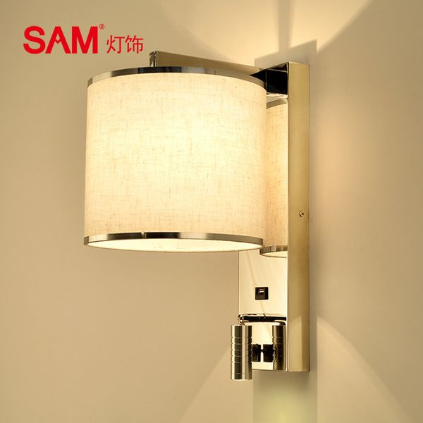 

modern simple atmospheric engineering non-standard customized l room bedside reading wall lamp with usb switch light