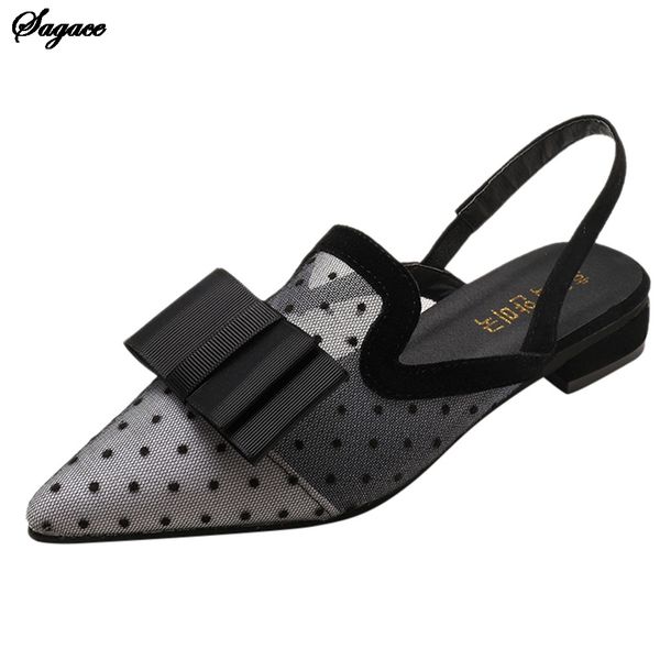 

sagace polka dot breathable hollow high heels shoes solid walking bow platform casual shoes woman flat bottom feminino, Black