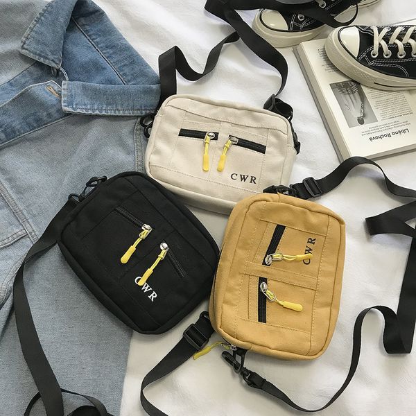 

2019 women canvas versatile fashion messenger bag shoulder bag simple print tassel solid square women messenger bags