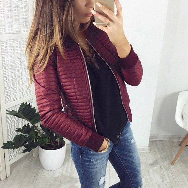 

spring casual stand collar thin slim fit outerwear autumn women lady thin jackets fashion basic bomber jacket long sleeve coat, Black;brown