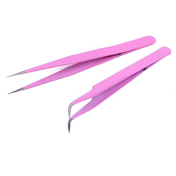 

2pcs/lot red pink black esd tweezers stainless steel industrial anti-static cross sewing accessories pick up tools