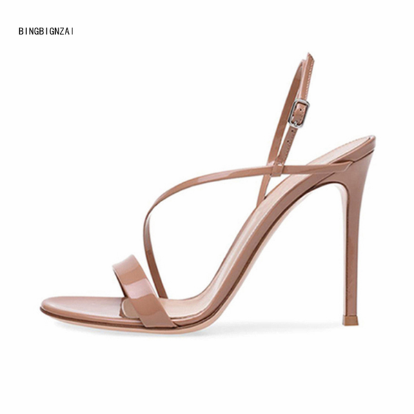 

sandals bbzai 2021 pattern summer ms banquet 12cm thin heels peep toe women's shoes fashion show 3-13 14, Black