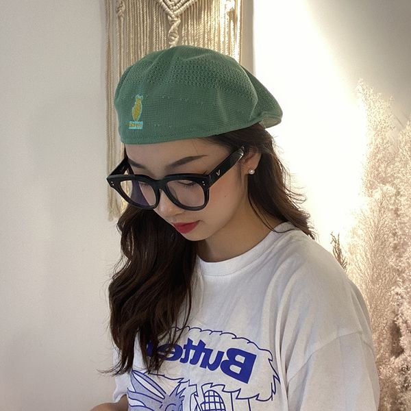 

thin breathable small pineapple back with forward ladies beret beret pineapple tide cap tide cap, Blue;gray