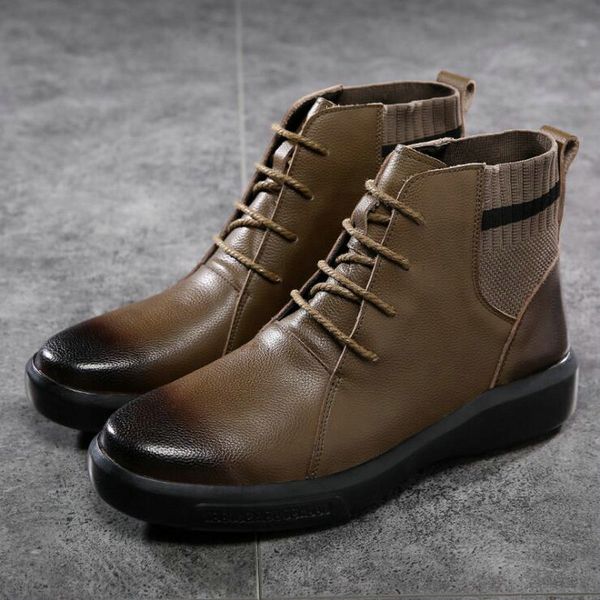 

2019 autumn new boots men's round toe high-boots men's work c23-08, Black