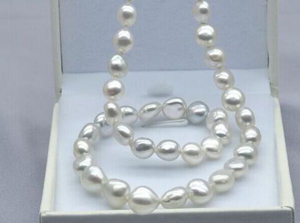 

elegant baroque 12-13mm south sea white 18-inch silver pearl necklace