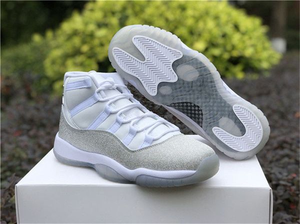 

2019 released air authentic 11 white metallic silver wmns retro vast grey 11s ar0715-100 real carbon fiber women basketball shoes sneakers, Black