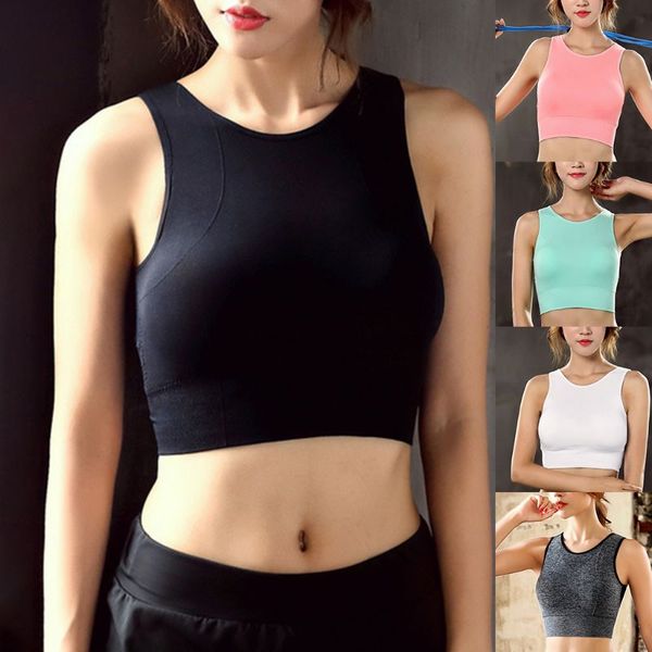 

women seamless high impact sports bra with removable cups workout yoga fitness vest back cutout activewear underwear, White;black