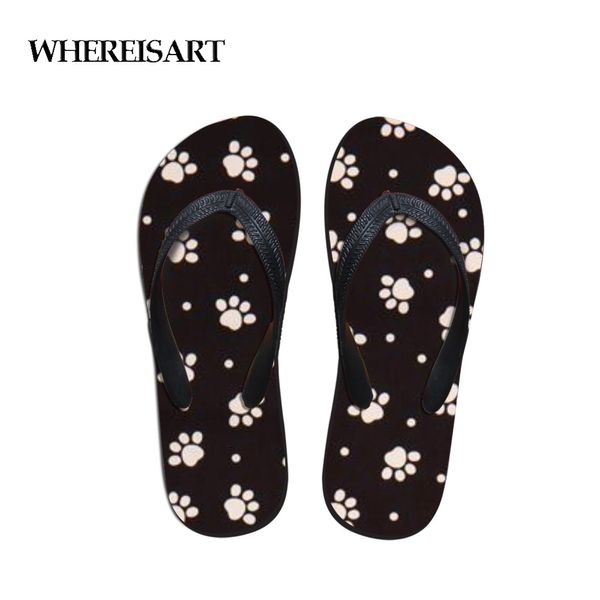 

whereisart summer fashion men's flip flops 3d dog footprint beach sandals for men flat slippers non-slip shoes sandals pantufa, Black