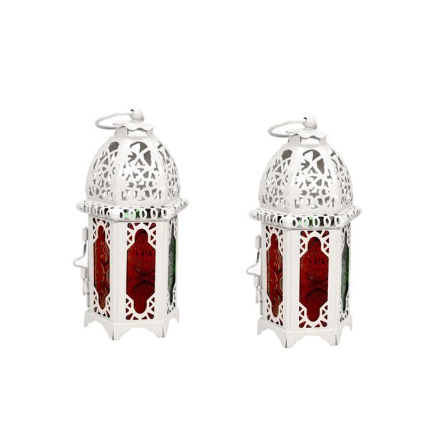 

2pieces white glass candlestick candle holder lantern lamp home wedding xmas decor