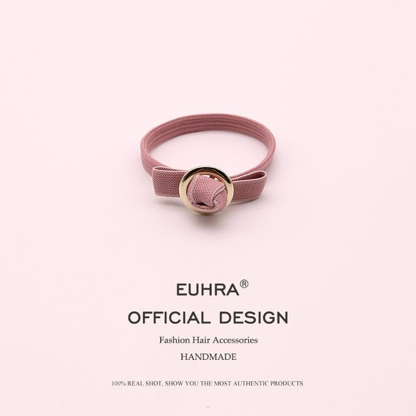 Euhra Elastic Hair Bands Solid Color Gold Round Pendant For Women