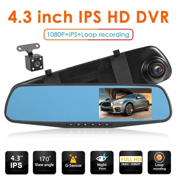

q103b 1080p car rear view mirror dash camera with rearview camera with 16gb tf card professional optical blue mirror