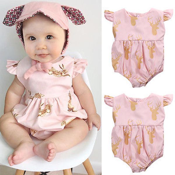 

FOCUSNORM Newborn Baby Girl Bunny Deer Romper Off Shoulder Jumpsuit Oufits Sunsuit Clothes UK