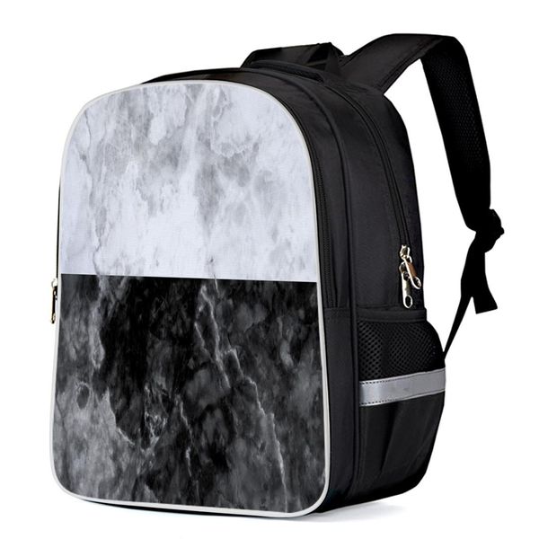 

white black marble natural backpacks school bag child book bag sports bags bottle side pockets school student silver edge