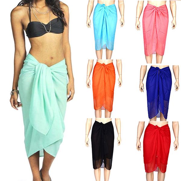 

beach dress practical portable 6 color chiffon bikini cover up female clothes scarf home decor durable beach towel, Blue;gray