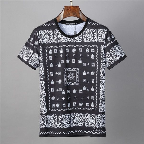 

2019 brand men printed phillip t shirt casual short sleeve o-neck fashion printed drilled cotton t-shirt, White;black
