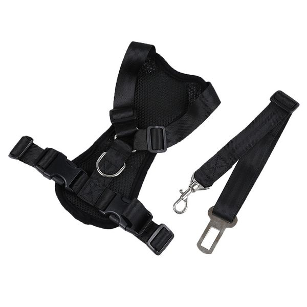 

pet dog cat harness safety strap vest with car seat belt lead clip, size, black