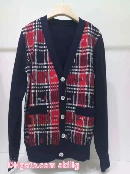 

2019 europe and the united states new autumn/winter fashion female personality grain cardigan designer luxury womens sweaters, White;black