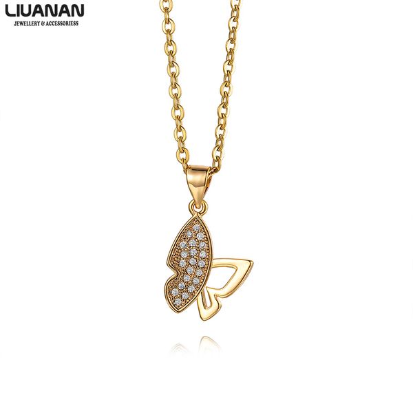 

korean style butterfly necklace pendant necklace silver gold plate jewelry gift for woman lover girlfriend wife cz crystal