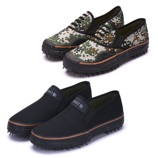 

men's shoes double money camouflage liberation shoes one pedal men's wear-resistant non-slip casual yellow rubber mi, Black