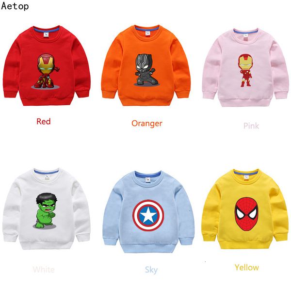 

boys girls iron man team leader funny splicing color kid autumnr o-neck children cartoon t shirt baby sweatshirt, Black
