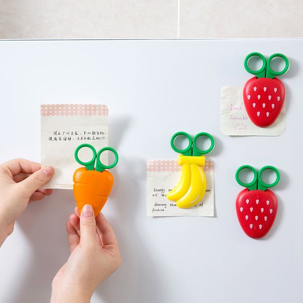 

cute fridge magnets sticker with scissors cartoon children safety paper-cut tool carrot refrigerator message sticker home decor