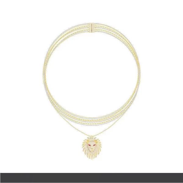 

europe and america popular women necklaces yellow gold plated lion head pendant necklace for girls women nice gift, Silver